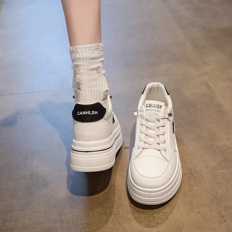 防潑水大牌感免綁帶厚底小白鞋 軟皮革 超柔軟超好穿 舒適透氣 軟皮小白鞋 休閒鞋 平底鞋 白布鞋 懶人鞋 8839-細節圖4