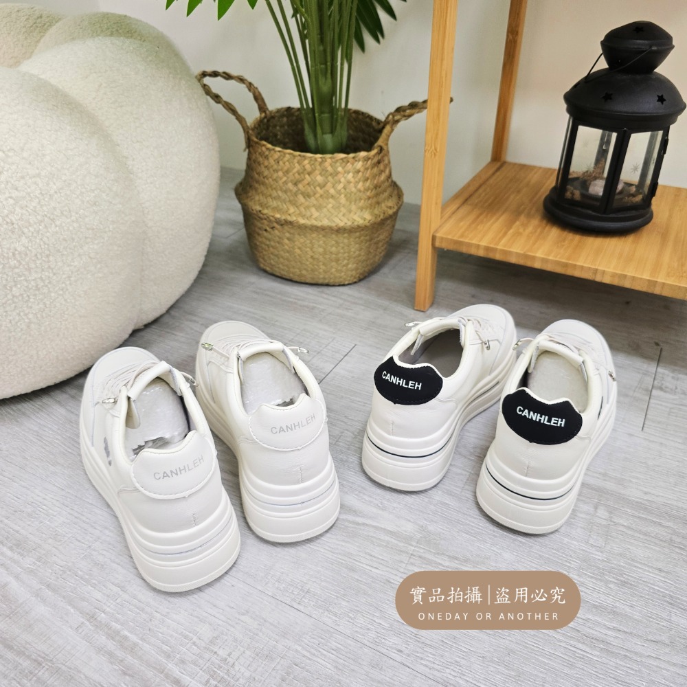 防潑水大牌感免綁帶厚底小白鞋 軟皮革 超柔軟超好穿 舒適透氣 軟皮小白鞋 休閒鞋 平底鞋 白布鞋 懶人鞋 8839-細節圖9