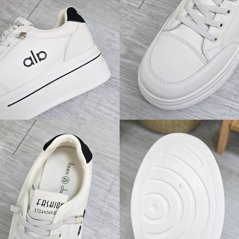 防潑水大牌感免綁帶厚底小白鞋 軟皮革 超柔軟超好穿 舒適透氣 軟皮小白鞋 休閒鞋 平底鞋 白布鞋 懶人鞋 8839-細節圖11