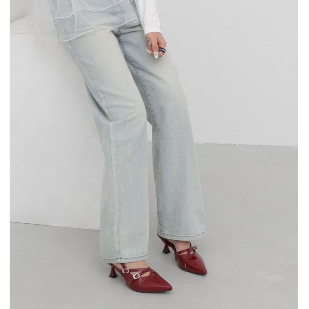 韓國東大門 尖頭跟鞋 瑪麗珍鞋後帶涼鞋 尖頭前包後涼鞋 尖頭跟鞋 低跟鞋 涼鞋 尖頭鞋 OL 通勤 瑪麗珍鞋 H855-細節圖7