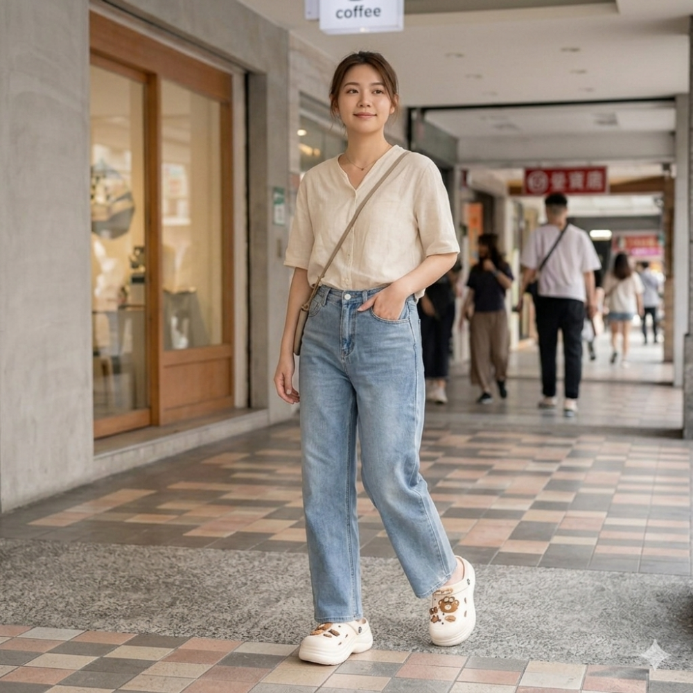 可愛 小熊 洞洞鞋 女 夏季 外穿 踩屎感 涼拖鞋 厚底 增高 奶油色 軟底 防滑 沙灘鞋 韓版 懶人拖 QQ8189-細節圖5
