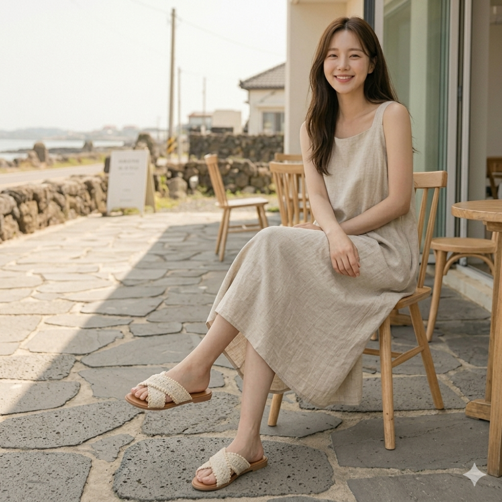 韓國同款 質感編織交叉拖鞋羅馬鞋 平底涼拖鞋 平底涼鞋 女生涼拖鞋 防滑涼拖鞋 舒適拖鞋 防滑橡膠底 海灘拖 X59-細節圖4