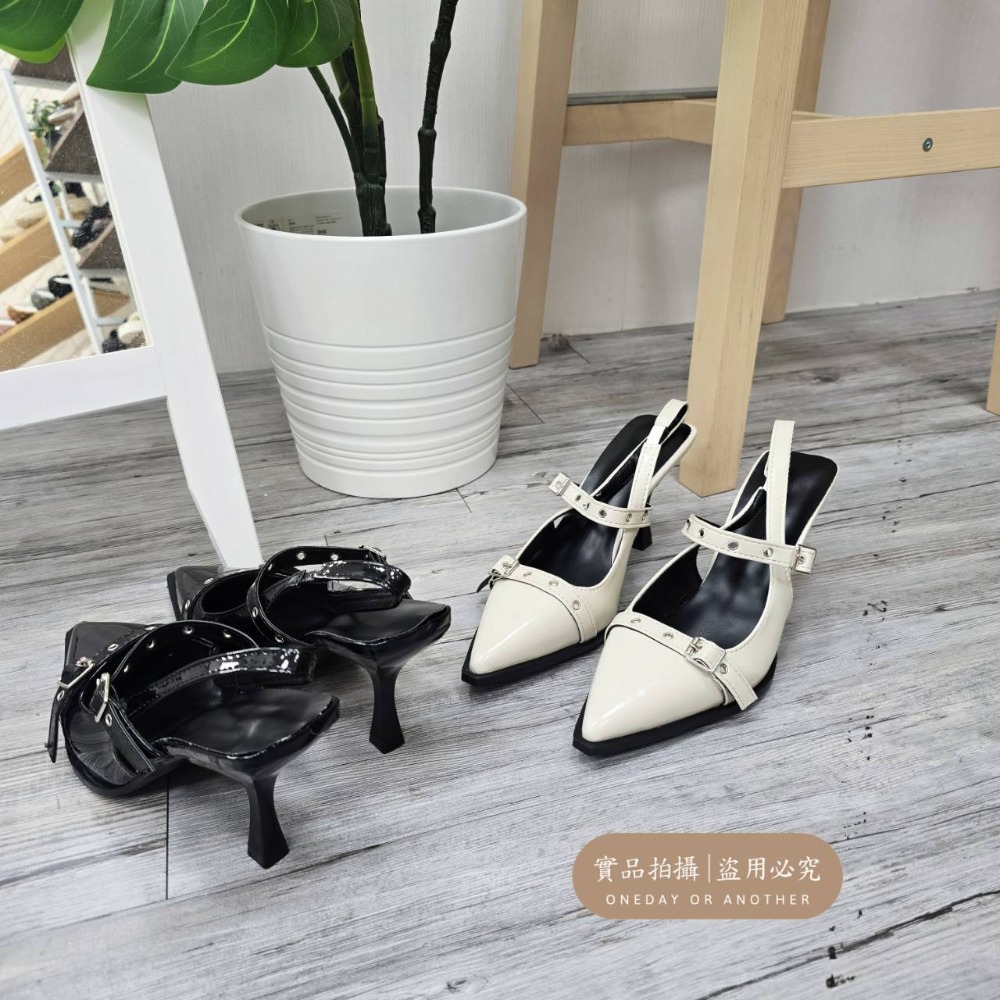 韓國東大門 尖頭跟鞋 瑪麗珍鞋後帶涼鞋 尖頭前包後涼鞋 尖頭跟鞋 低跟鞋 涼鞋 尖頭鞋 OL通勤 瑪麗珍鞋 G3398-細節圖9