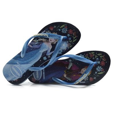 Havaianas哈瓦仕 拖鞋 童鞋 迪士尼 冰雪奇緣 艾莎 安娜 藍 4123328-2704K-細節圖3