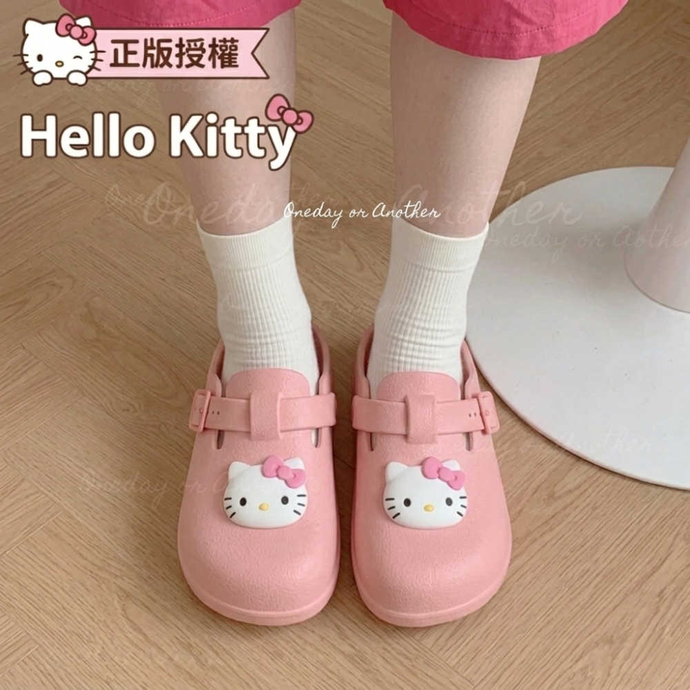 三麗鷗 凱蒂貓  Hello Kitty 勃肯 洞洞鞋 厚底 拖鞋 穆勒鞋 kitty包頭鞋 懶人鞋 防水拖825860-細節圖3