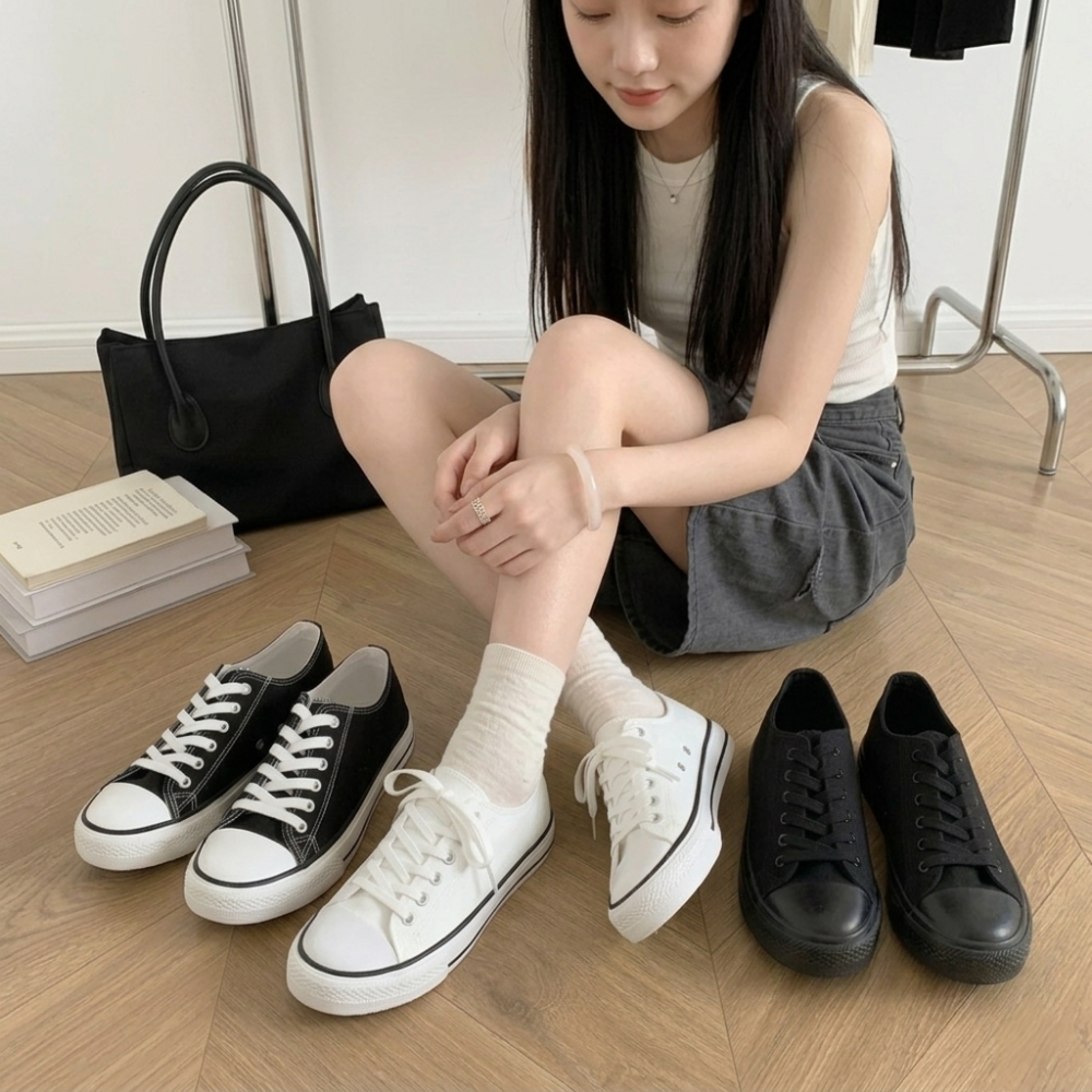 經典流行百搭素面高筒帆布鞋 休閒鞋 基本款 百搭時尚 韓妞必備 文青風格 運動鞋 帆布鞋 平底鞋 簡約 A01 H01-細節圖6