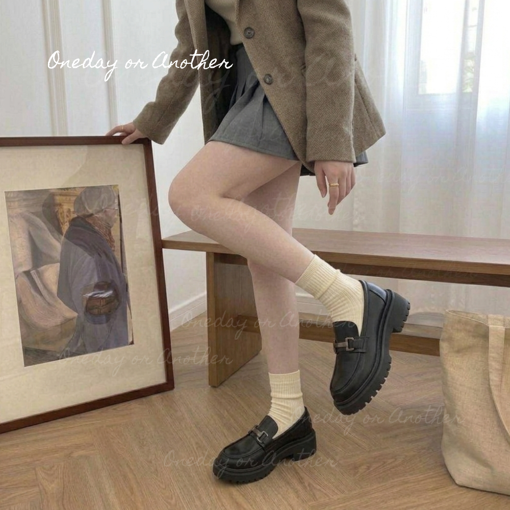 大尺碼42樂福小皮鞋 厚底大粗跟 方頭紳士鞋 復古英倫風 包鞋 厚底鞋 鬆糕底 增高底 紳士鞋 樂福鞋 小皮鞋 1283-細節圖7