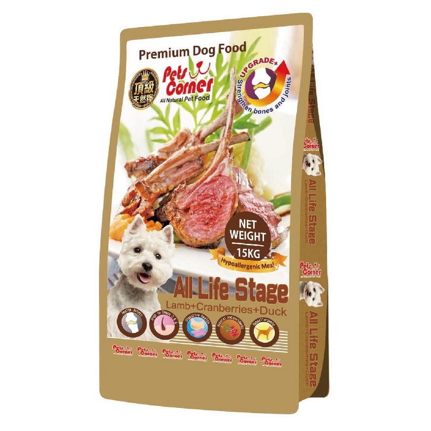 Pets Corner沛克樂 羊肉 15kg 小顆粒 (羊肉+蔓越莓+鴨肉) 全齡犬飼料 狗飼料 寵物飼料-細節圖2