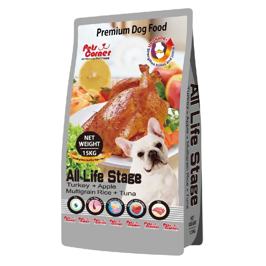 Pets Corner沛克樂 火雞肉 15kg 小顆粒 (雞肉+蘋果+五穀米+新鮮鮪魚) 全齡犬飼料 狗飼料 寵物飼料-細節圖2