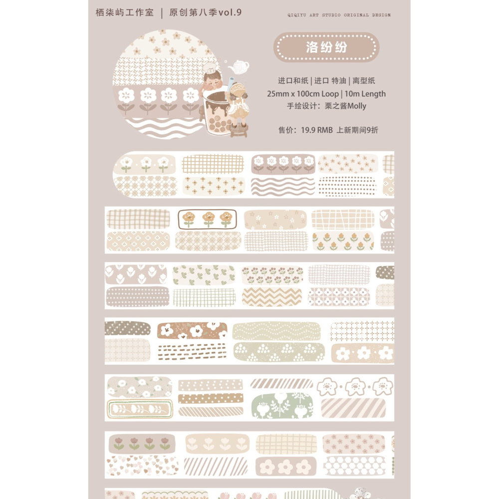 [分裝] 棲柒嶼工作室 洛紛紛/慕絡織鏡 和紙特油 紙膠帶-細節圖2