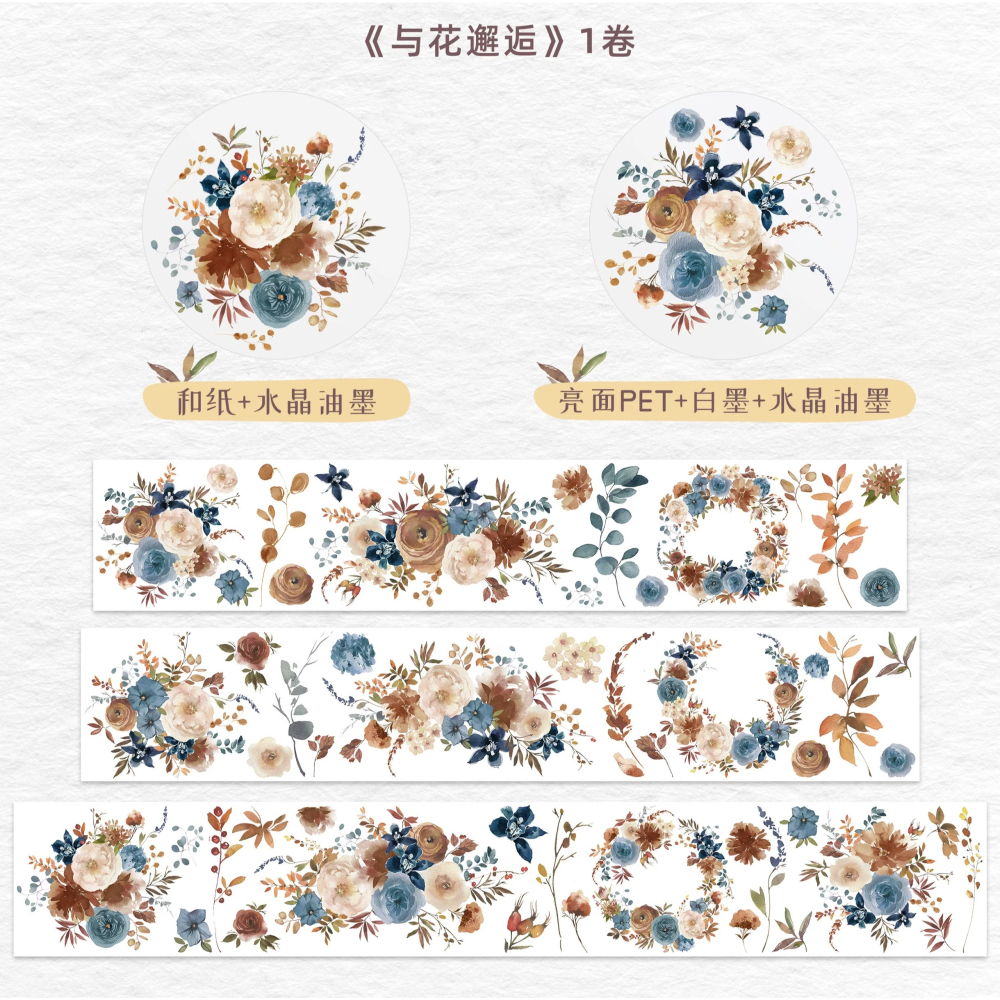 [分裝] 加拿大WT原創 野薔薇/與花邂逅/風住塵香/霧色玫瑰 亮面PET 紙膠帶-細節圖3