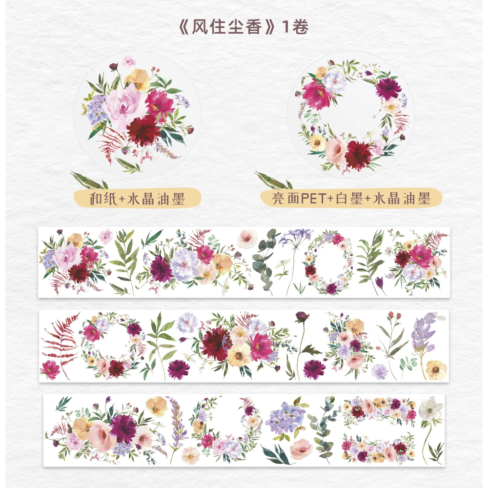 [分裝] 加拿大WT原創 野薔薇/與花邂逅/風住塵香/霧色玫瑰 亮面PET 紙膠帶-細節圖4