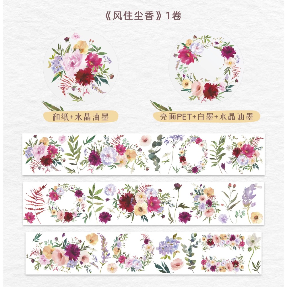 [分裝] 加拿大WT原創 野薔薇/與花邂逅/風住塵香/霧色玫瑰 亮面PET 紙膠帶-規格圖5