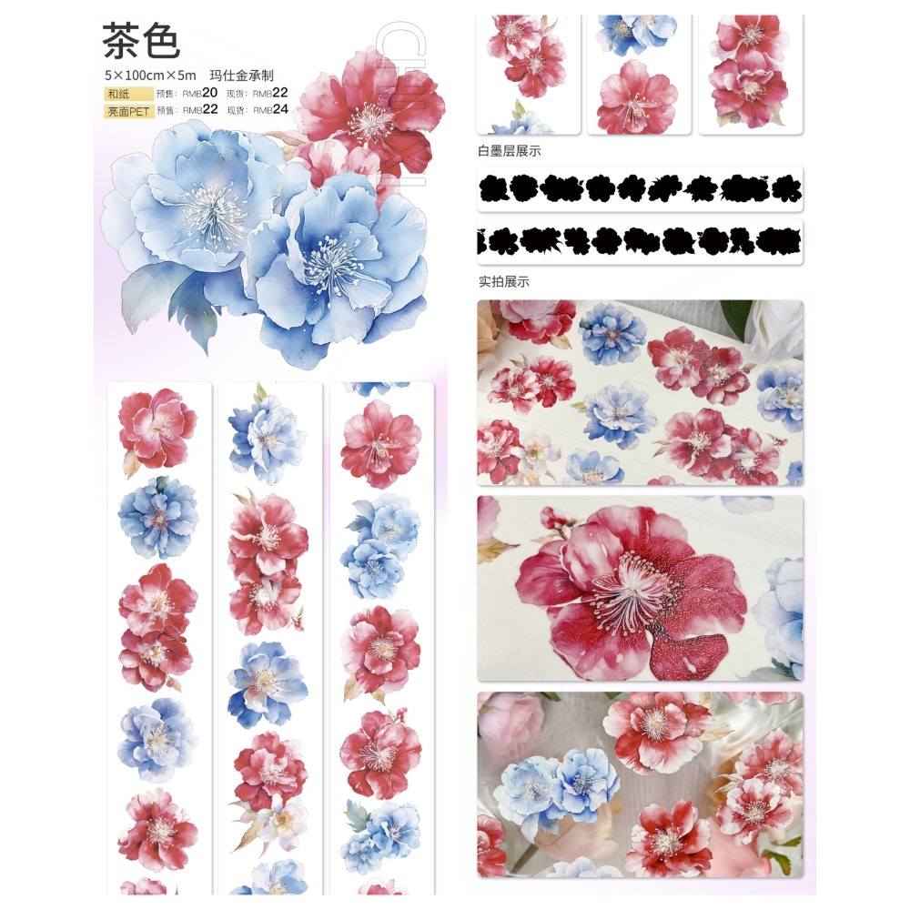 [分裝] 初汐文創工作室 初櫻/茶色 亮面PET 紙膠帶-規格圖3