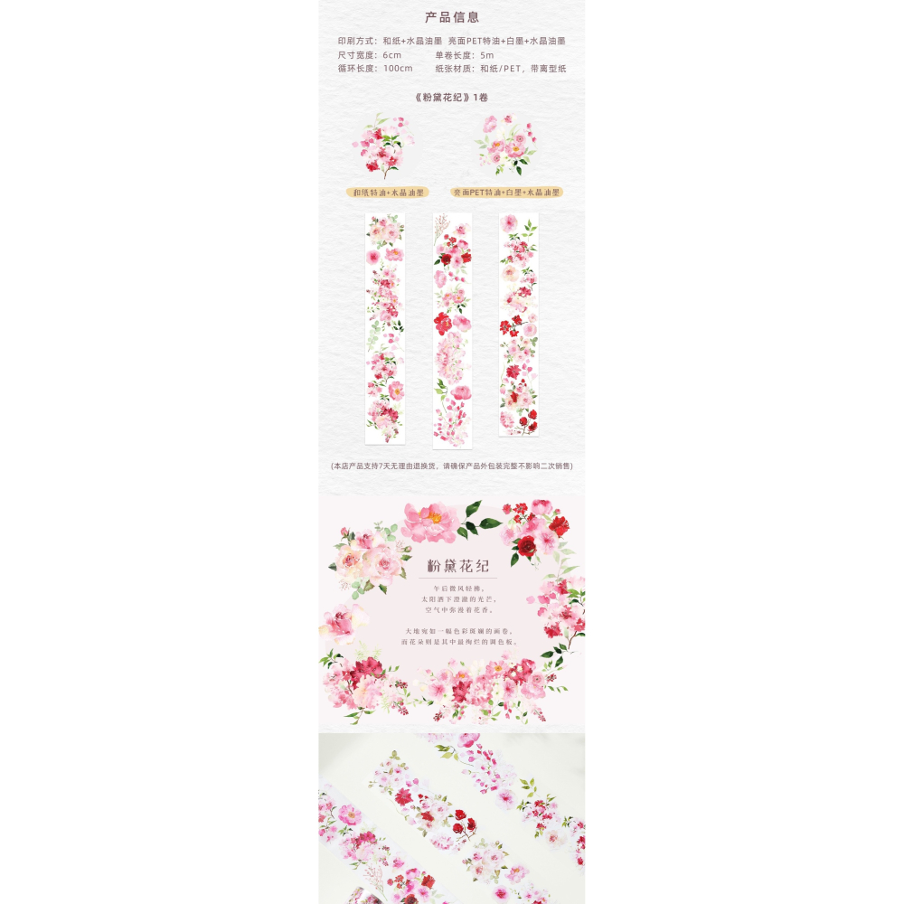 [分裝] 加拿大WT原創 微雲如夢/粉黛花紀 亮面PET 紙膠帶-細節圖3