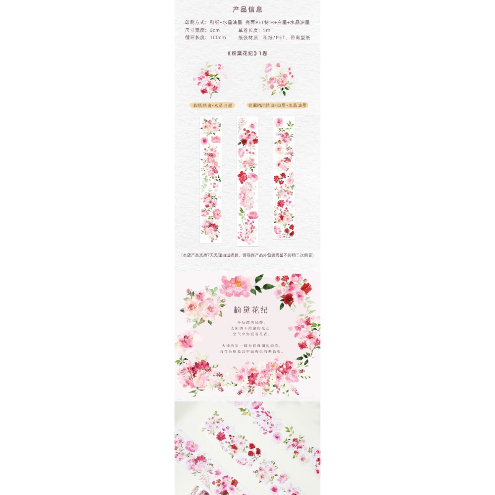 [分裝] 加拿大WT原創 微雲如夢/粉黛花紀 亮面PET 紙膠帶-規格圖3