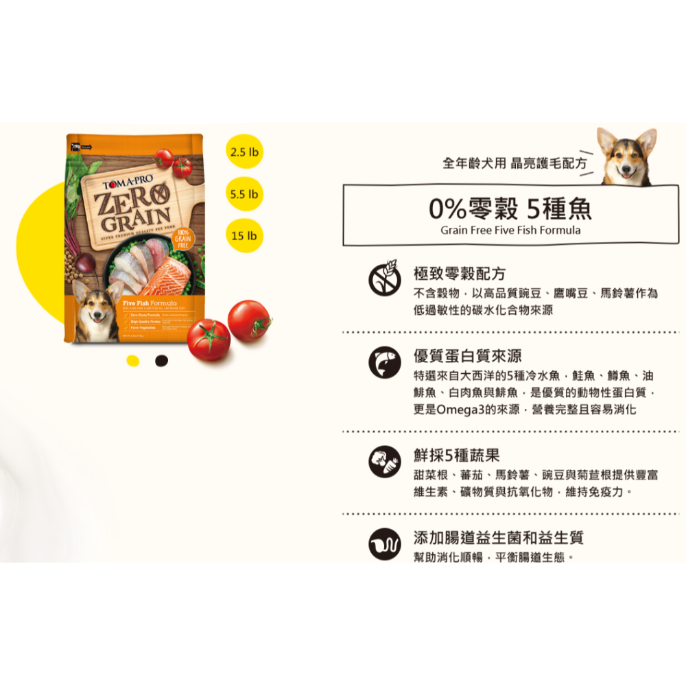 【TOMA-PRO 優格】 0%零穀 天然無穀 犬飼料 5.5磅 無榖 無榖配方 天然糧 狗飼料-細節圖3