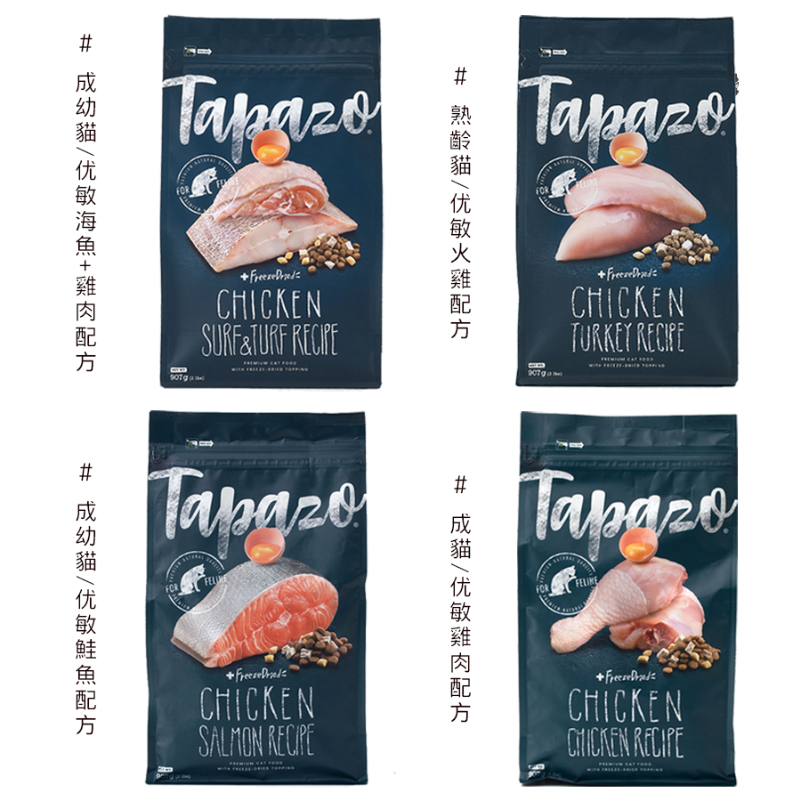 【喵爺】 TAPAZO特百滋-凍乾雙饗宴/5磅 鮭魚/雞肉/火雞肉/海魚 貓咪飼料 貓飼料 凍乾 貓凍乾-細節圖2