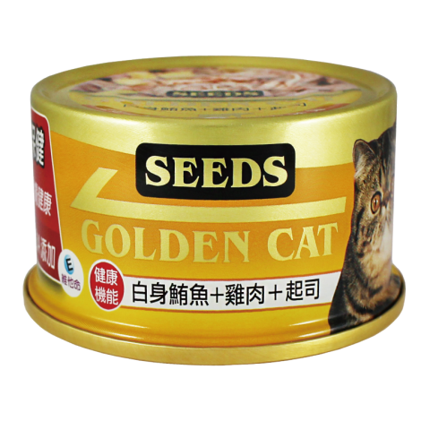 【喵爺】聖萊西 Seeds 黃金貓罐Golden cat 健康機能特級金貓罐 80g 貓咪罐頭 貓罐 金罐 小金罐-規格圖3