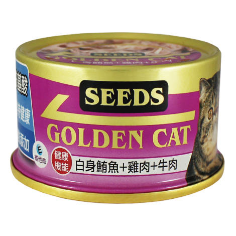 【喵爺】聖萊西 Seeds 黃金貓罐Golden cat 健康機能特級金貓罐 80g 貓咪罐頭 貓罐 金罐 小金罐-規格圖3