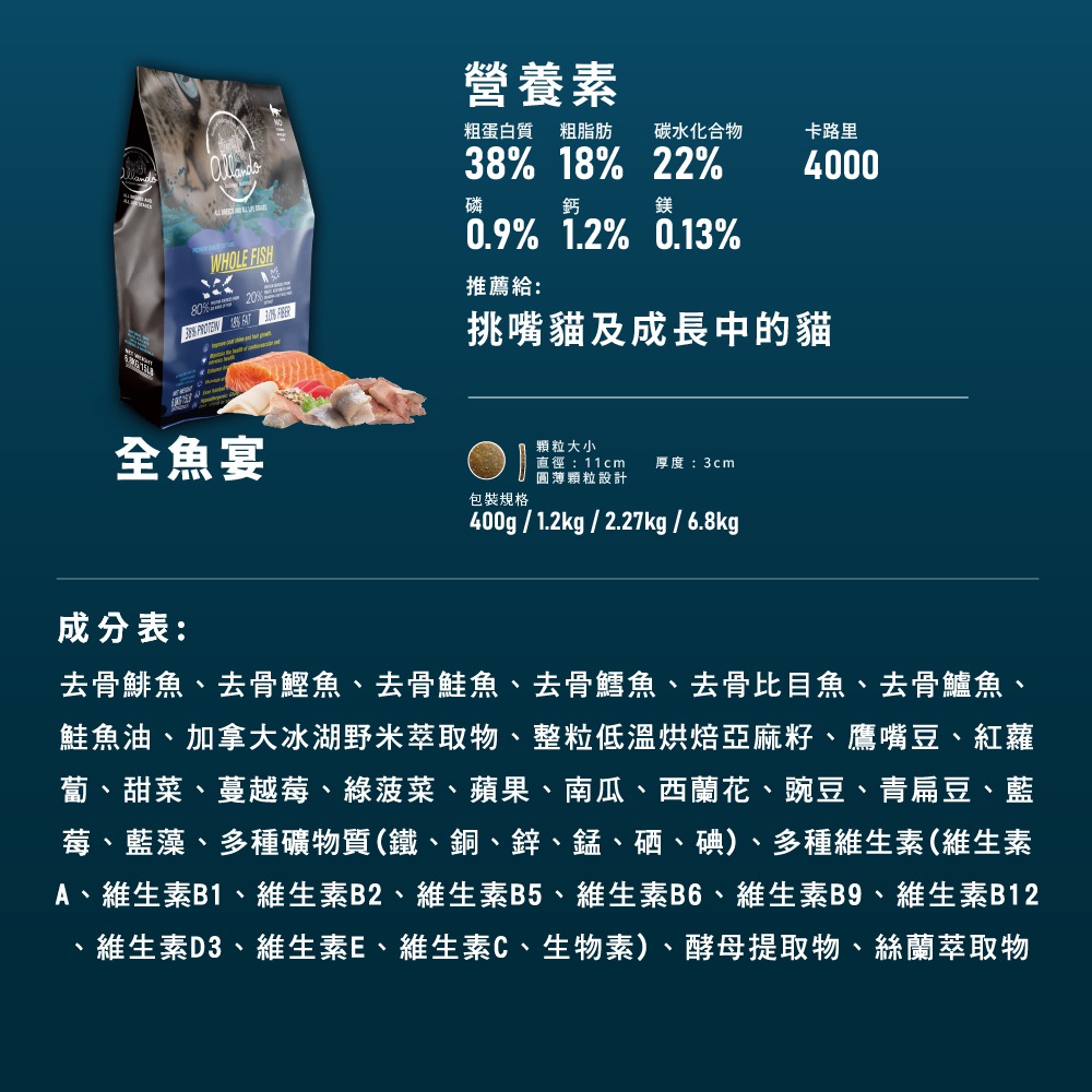 【喵爺】 Allando奧藍多 無穀貓糧系列1.2kg/2.27kg/6.8kg 貓飼料 全齡貓飼料 無穀飼料 貓咪飼料-細節圖2