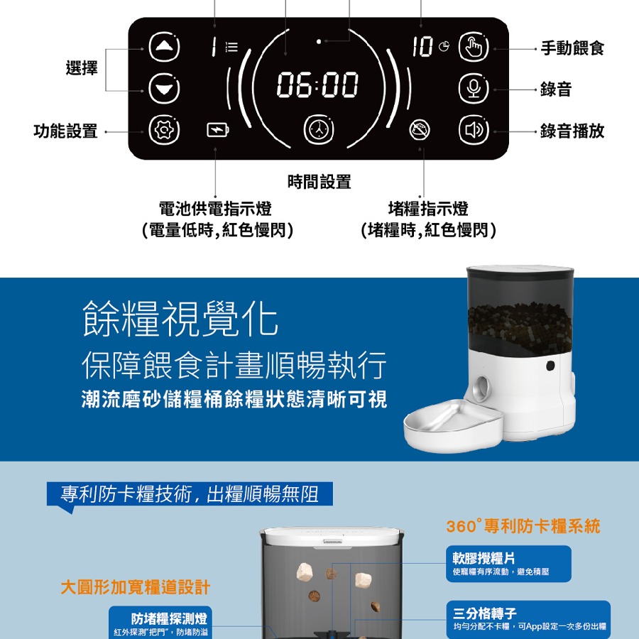 【喵爺】 DOGNESS 多尼斯 魔方按鍵版餵食器/4L 可設定6餐 寵物自動餵食器 狗狗自動餵食器 貓咪自動餵食器-細節圖5