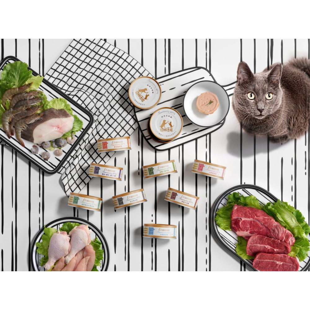 【喵爺】超越汪喵 FANTASTIC 98% 貓用鮮肉主食罐/80g貓咪主食罐 貓主食罐 貓罐 貓咪罐 貓咪罐頭-細節圖3
