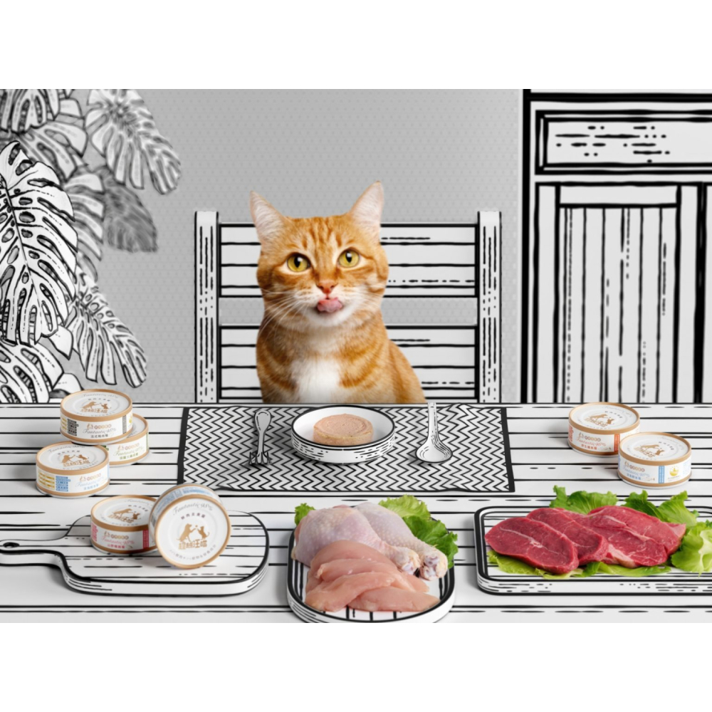 【喵爺】超越汪喵 FANTASTIC 98% 貓用鮮肉主食罐/80g貓咪主食罐 貓主食罐 貓罐 貓咪罐 貓咪罐頭-細節圖5