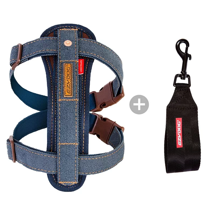 【喵爺】 EZYDOG 狗體工學胸背帶(丹寧) 小型犬 中型犬 大型犬 寵物胸背 狗狗胸背 犬用胸背 貓咪胸背帶-細節圖2