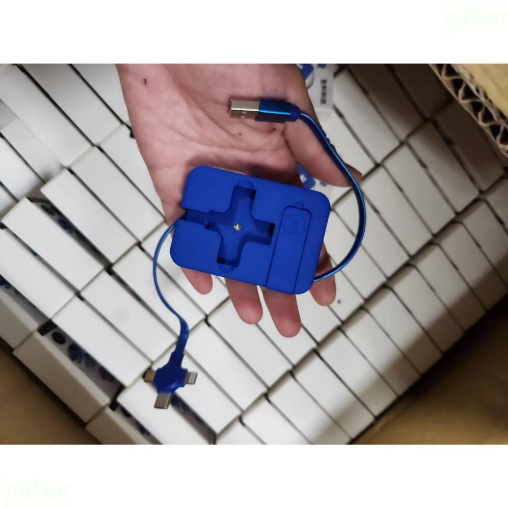 現貨❤️快速出貨⏰ 三合一支架收納充電線 3合1 5V 2.4A 1米 黑色 藍色 TYPE-C 收納 支架-細節圖4