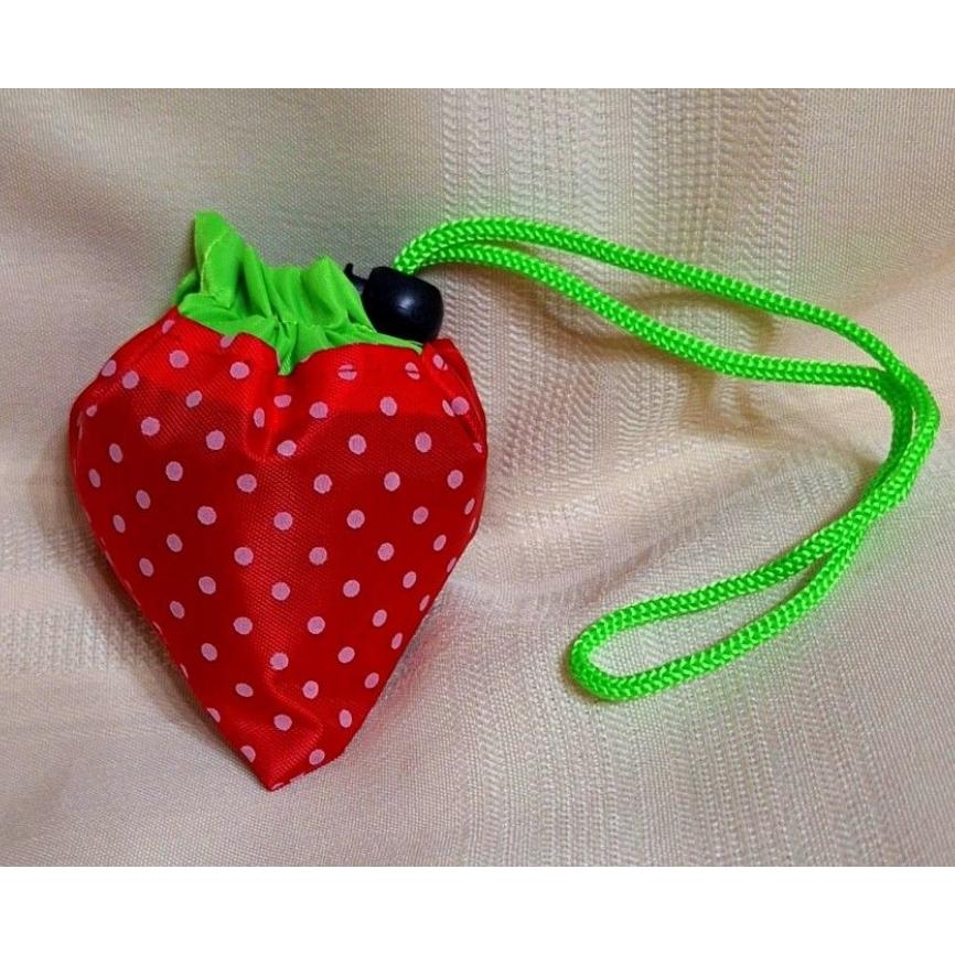 現貨❤️快速出貨⏰ Avision 摺疊 草莓 購物 袋 超可愛 收納 手提 環保袋 輕巧 便攜 購物好物-細節圖3