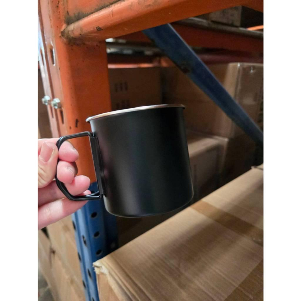 現貨❤️快速出貨⏰ 戶外 露營 不鏽鋼杯 折疊手柄 黑色 華泰 輕量 耐用 350ml 咖啡杯 水杯 馬克杯 行動杯-細節圖5