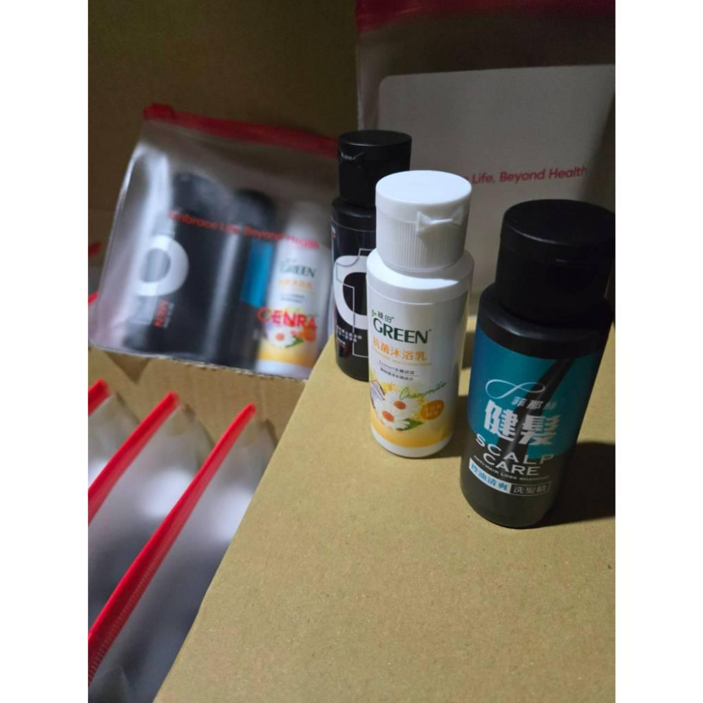 現貨❤️快速出貨⏰ 綠的抗菌旅行組合 三合一洗髮沐浴乳 控油洗髮精 洋甘菊沐浴乳 便攜隨身包-細節圖3