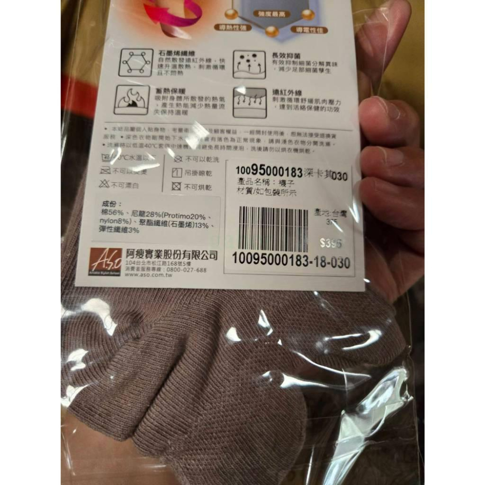 現貨❤️快速出貨⏰阿瘦 A.S.O石墨烯系列-輕薄透氣船形襪 透氣-細節圖4