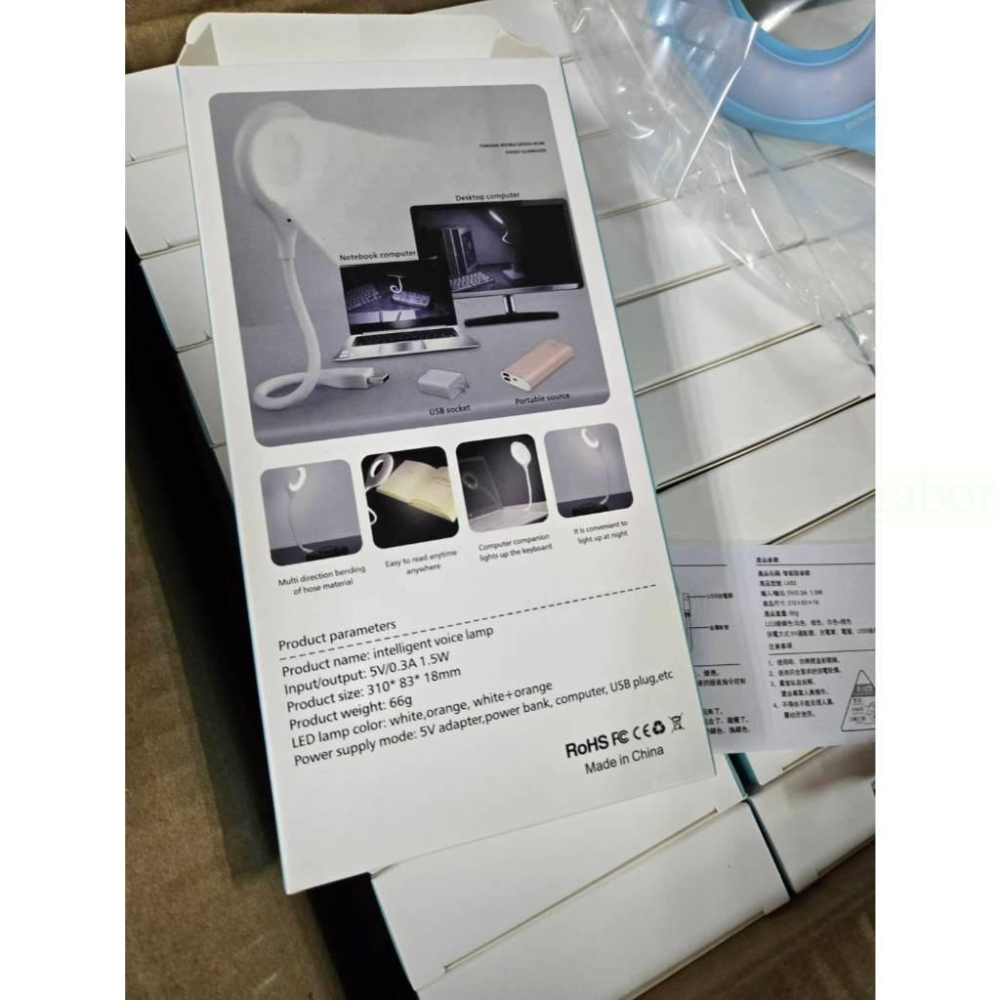 USB智能語音檯燈 智能聲控燈 三色燈光 多種亮度 LED檯燈 USB插口 即插即用 小夜燈 日光燈 小檯燈 床頭燈-細節圖3