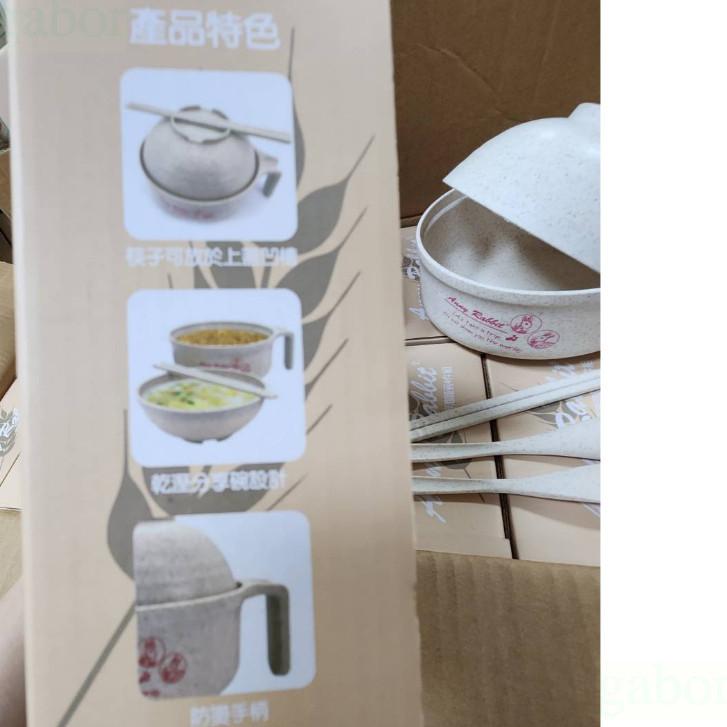🚀【台灣現貨】 帶蓋小麥梗泡麵碗(含餐具) 小麥稈大容量泡麵碗 多功能泡麵碗 拉麵碗 泡麵碗 沙拉碗 露營餐具-細節圖3