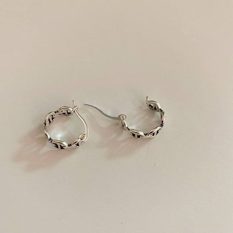 〈925銀針〉韓國做舊金屬豬鼻孔耳環-細節圖3