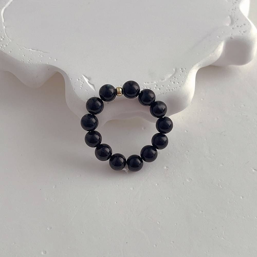 黑蝶貝殼轉運珠戒指-細節圖2