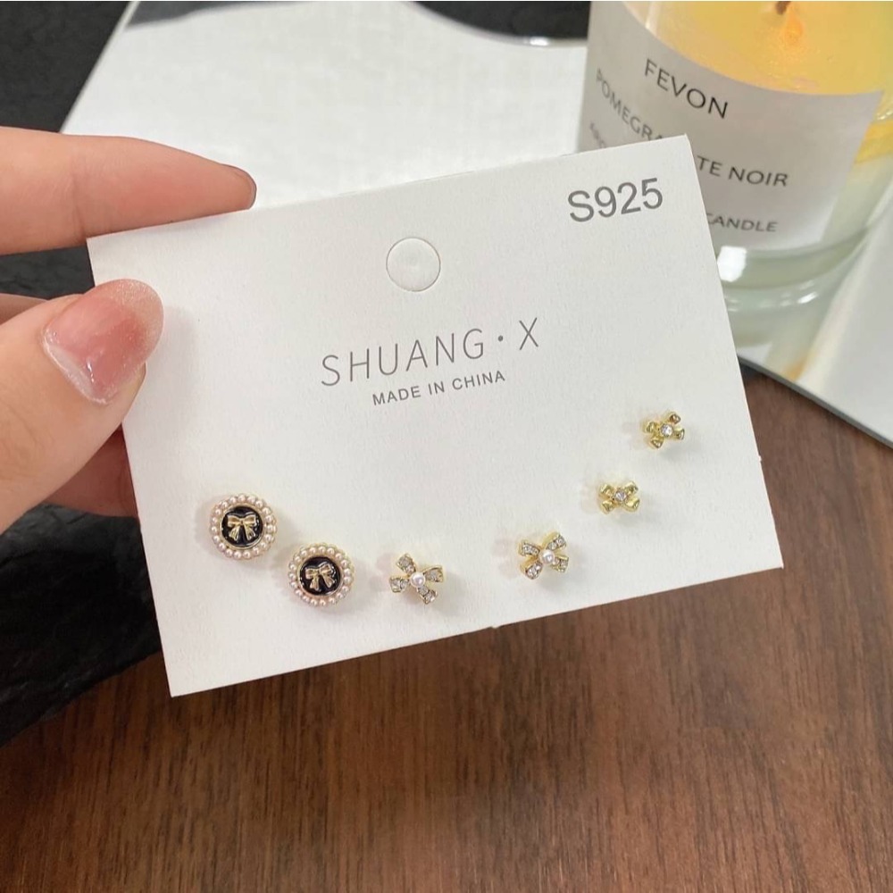 小香氣質蝴蝶結耳針-細節圖2