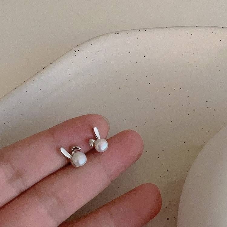 可愛珍珠兔耳朵耳環-細節圖2