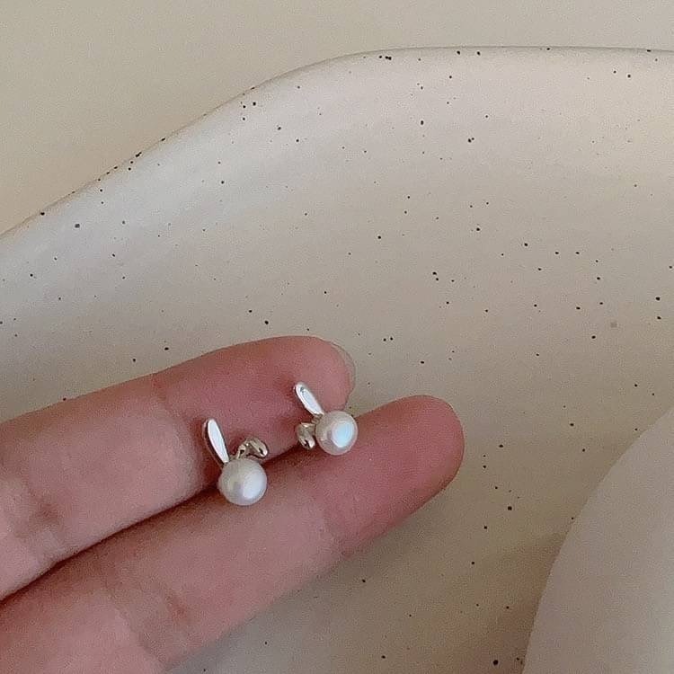 可愛珍珠兔耳朵耳環-細節圖3