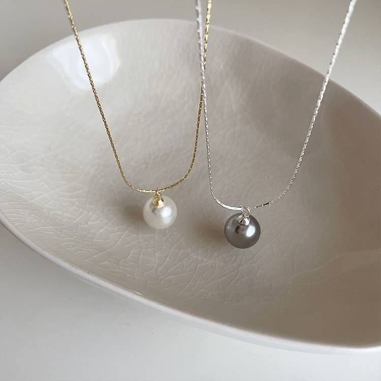 韓國復古珍珠吊墜氣質項鍊-細節圖2