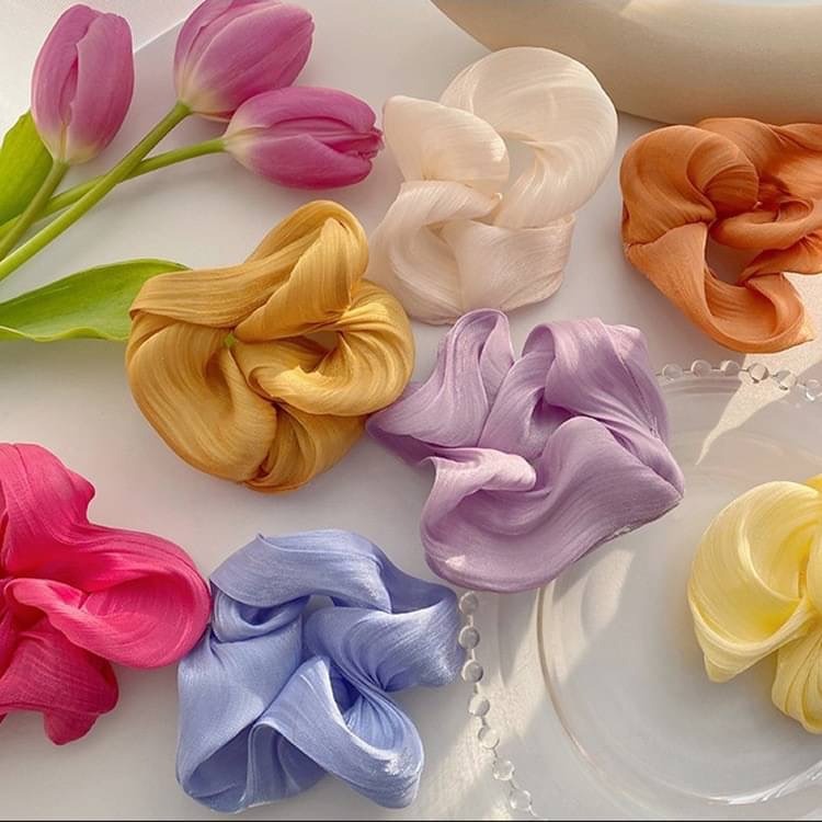 少女奶絲光緞面大腸髮圈-細節圖2