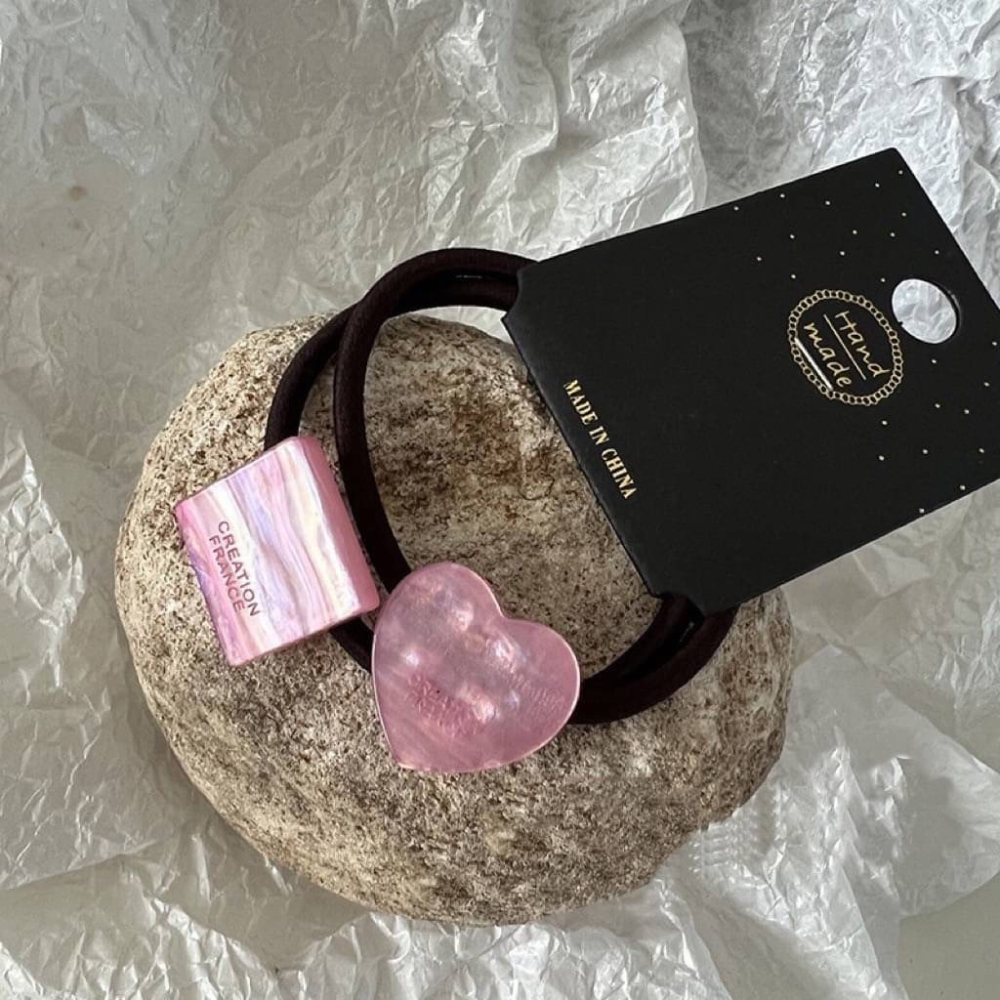 彩色壓紋字母愛心方塊髮圈-細節圖2