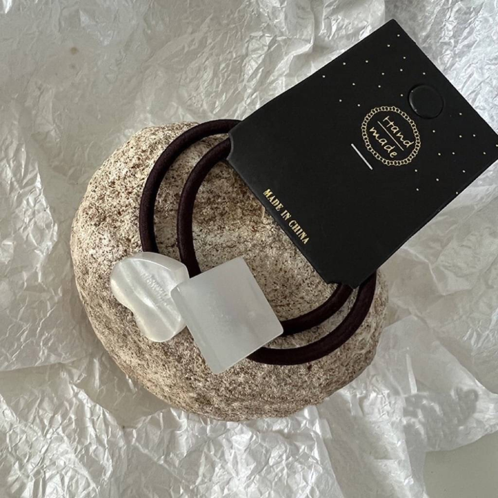 彩色壓紋字母愛心方塊髮圈-細節圖4