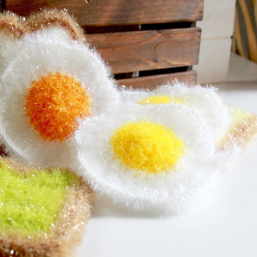 手工韓式菜瓜布/好洗不掉線(荷包蛋吐司6入)【畢業季/免運/特惠】【2024特色伴手禮大賞】-細節圖3