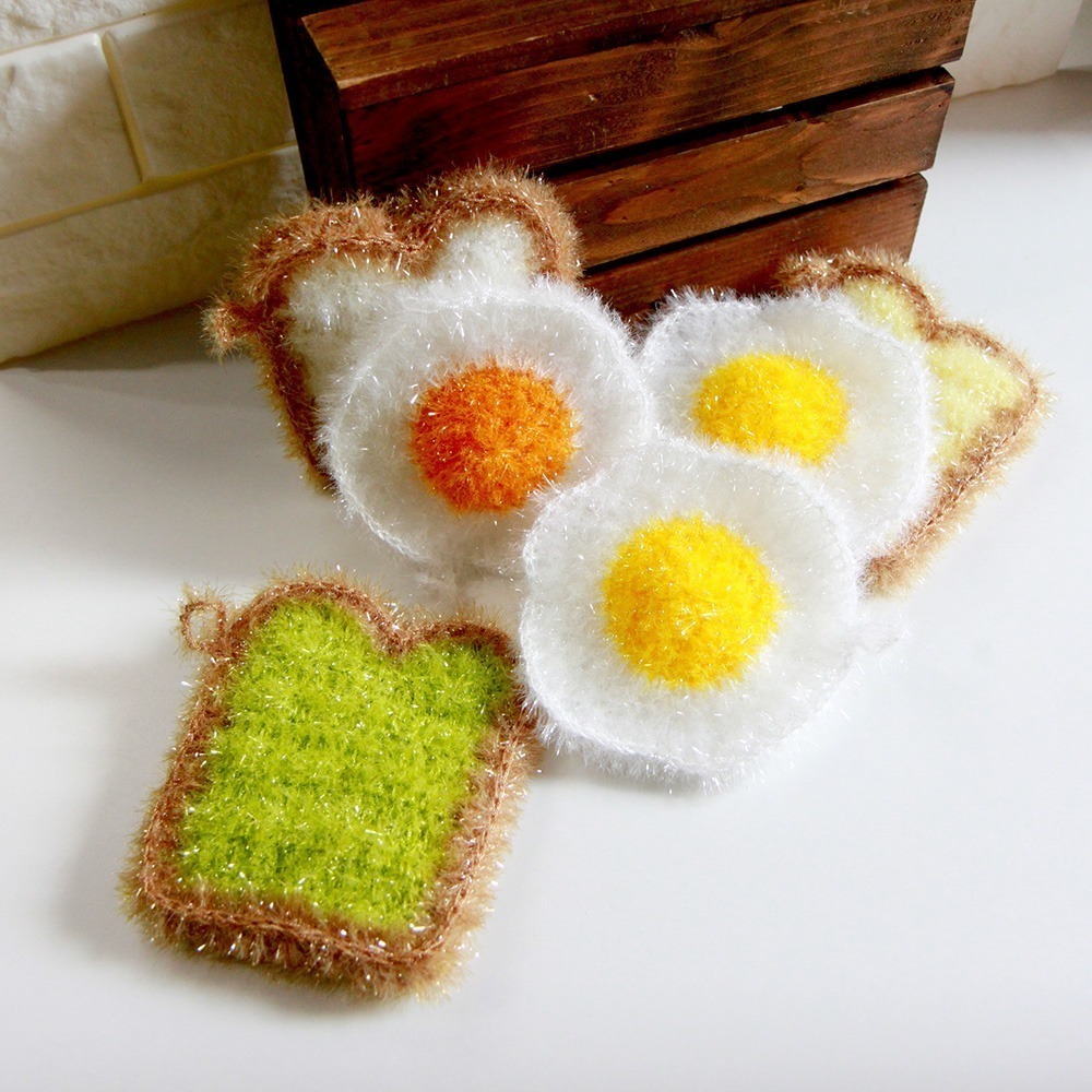 手工韓式菜瓜布/好洗不掉線(荷包蛋吐司6入)【畢業季/免運/特惠】【2024特色伴手禮大賞】-細節圖4