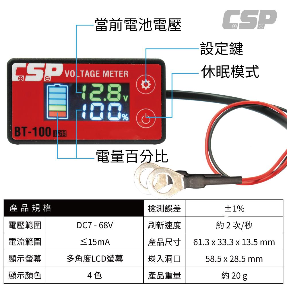 CSP BT100 數位電壓表 顯示電壓百分比 IP65 防潑水 電壓表深循環電池 鋰電池專用數位表頭 加長線長 哈家人-細節圖5
