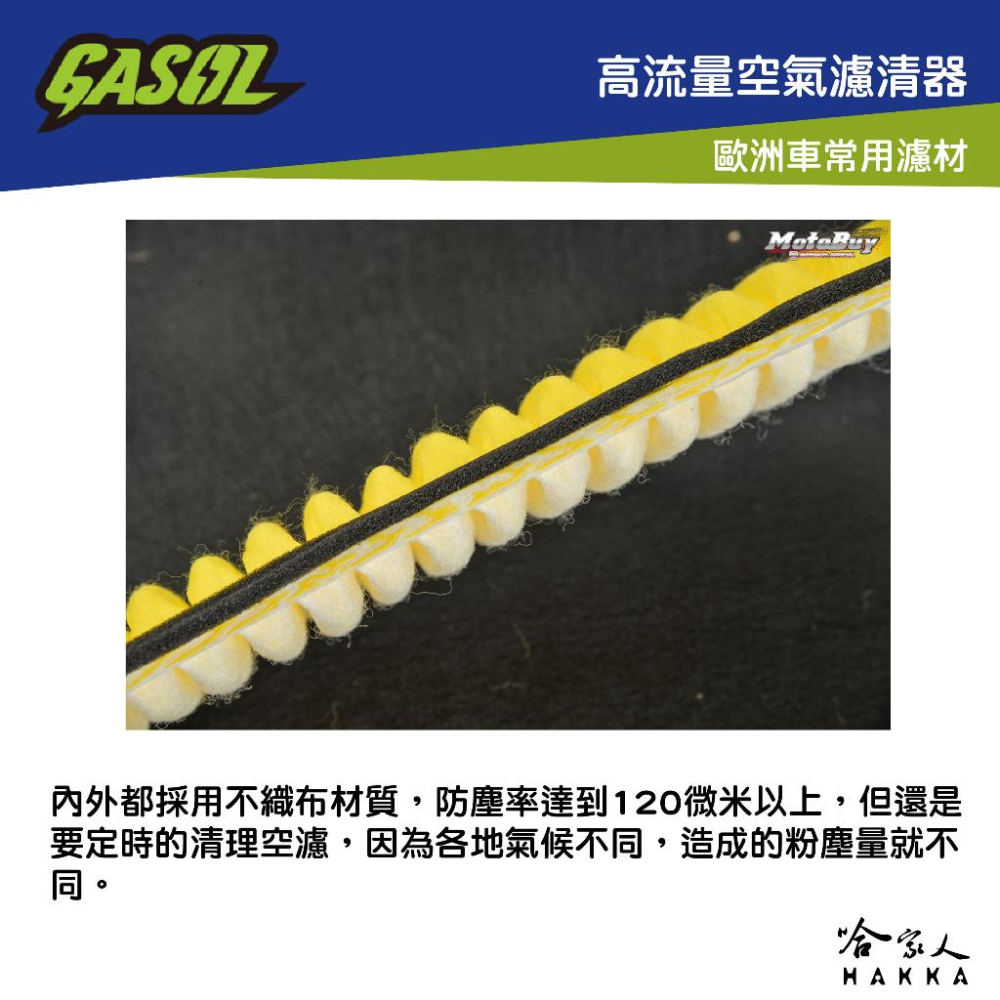 GASOL NEW MANY 競技版 高流量濾清器 不織布 高流量空濾 空濾 KYMCO 光陽 哈家人-細節圖3