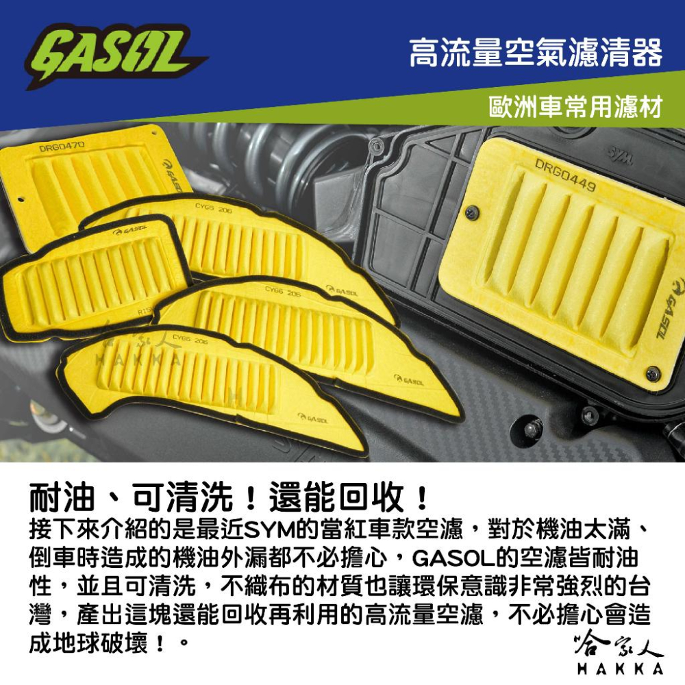 GASOL NEW MANY 競技版 高流量濾清器 不織布 高流量空濾 空濾 KYMCO 光陽 哈家人-細節圖4